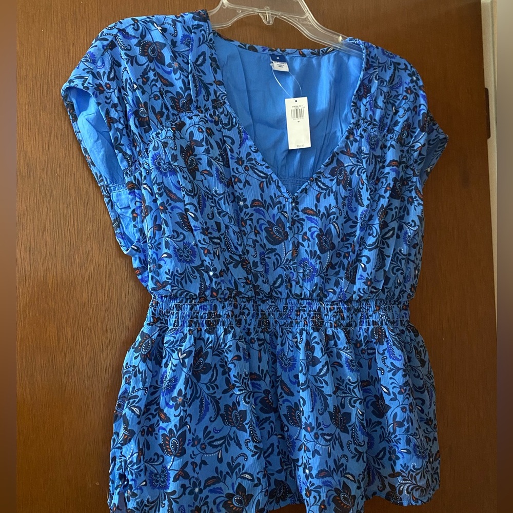 Old Navy Blue Printed Blouse